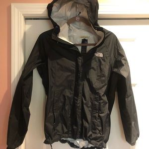 Black northface rain coat